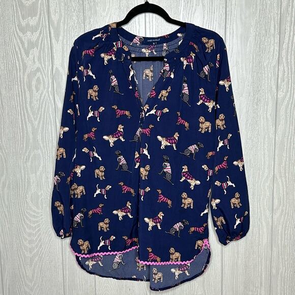 Simply Southern Sweater Dog spring blue blouse size Small - Picture 1 of 5